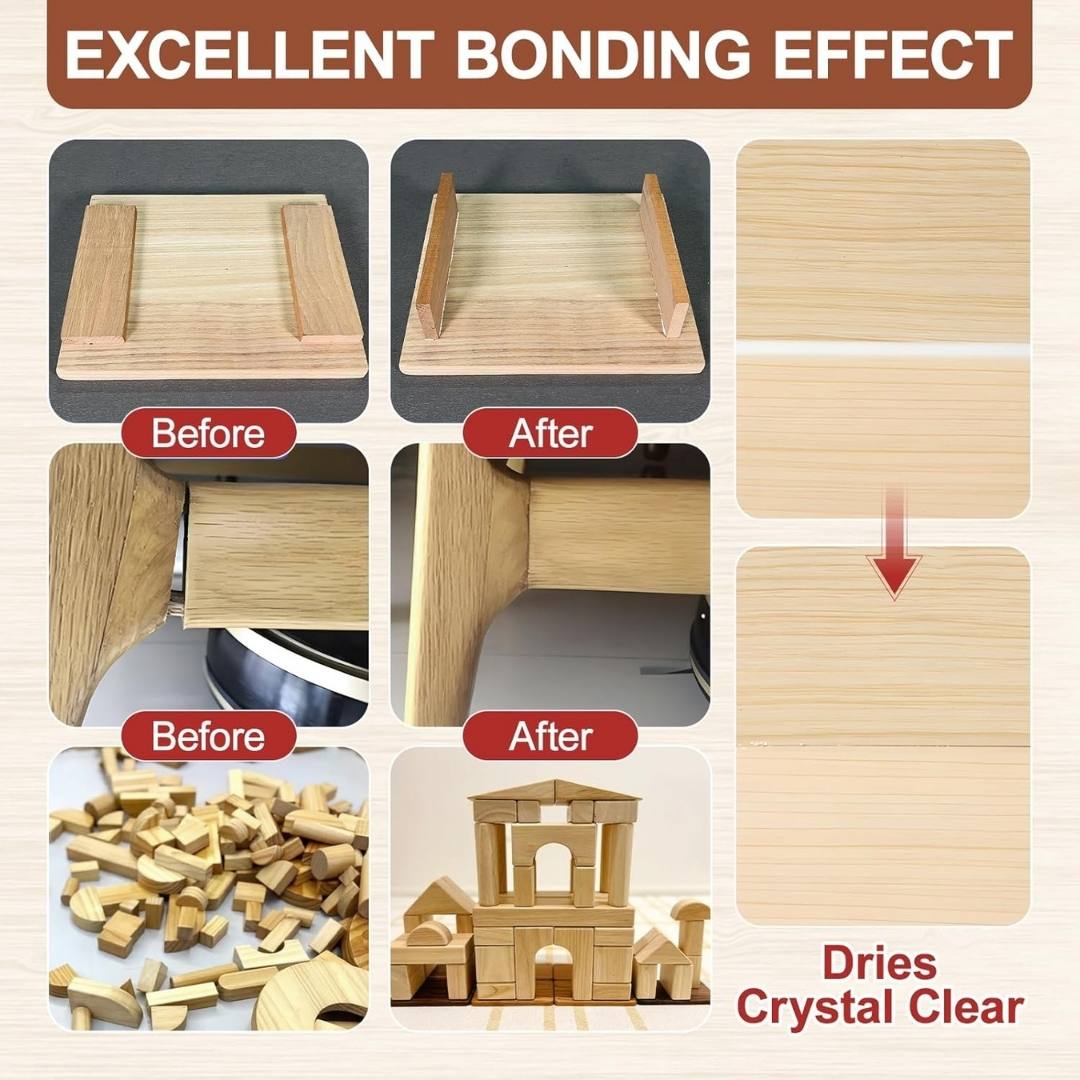 Super Strong Wood Repair Glue - Clear & Waterproof Formula