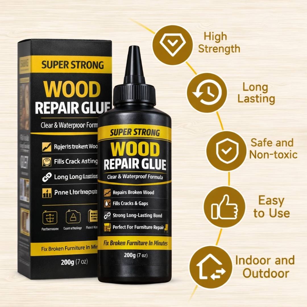 Super Strong Wood Repair Glue - Clear & Waterproof Formula